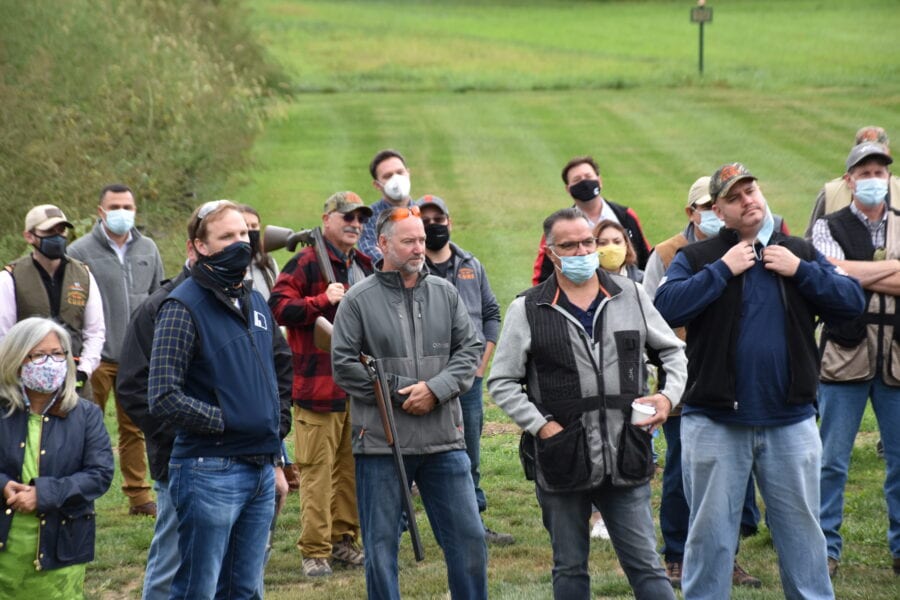Group of people outdoors wearing face masks