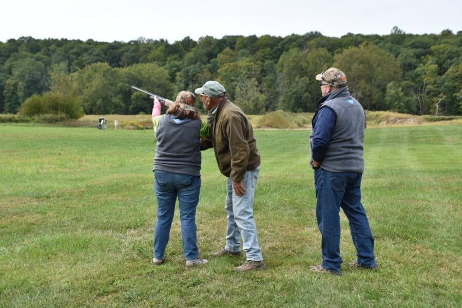 Outdoor clay pigeon shooting lesson with instructor